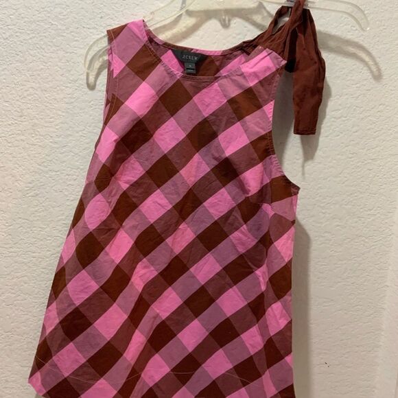 NWT J Crew Preppy 0 Pink Rust Brown Burgundy Grosgrain Ribbon Tie Top Strap Tank - Picture 3 of 8